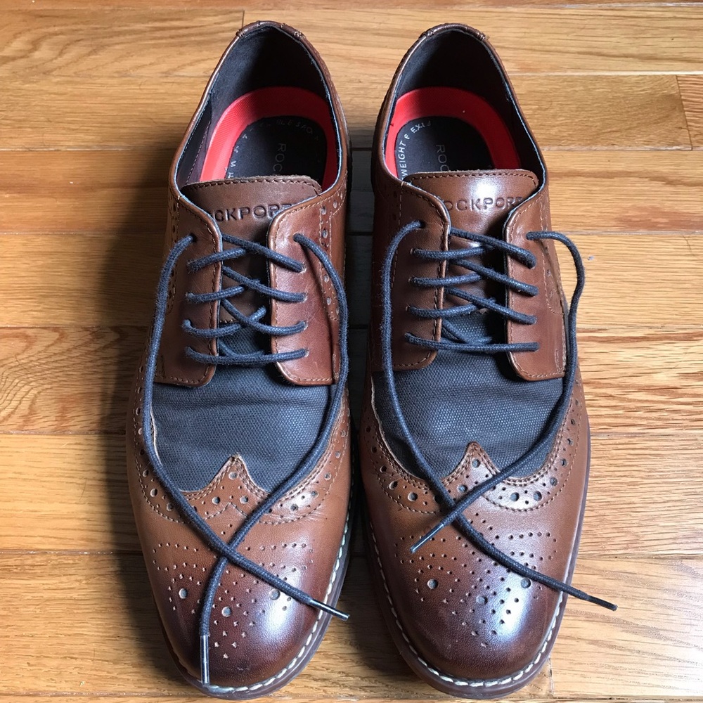 Excellent and snappy leather and canvas derbies